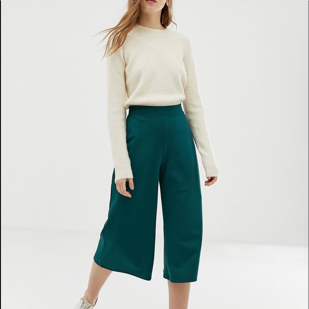 ASOS DESIGN WIDE LEG CROPPED LEG TEXTURED JERSEY